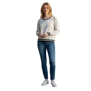 J. CREW Pineapple Print Long Sleeve Tee Shirt Top Crew Neck Cotton M